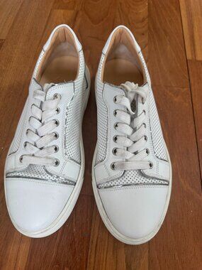 Christian Louboutin Vieirissima Flat White Perforated Leather Low Top Sneaker 40